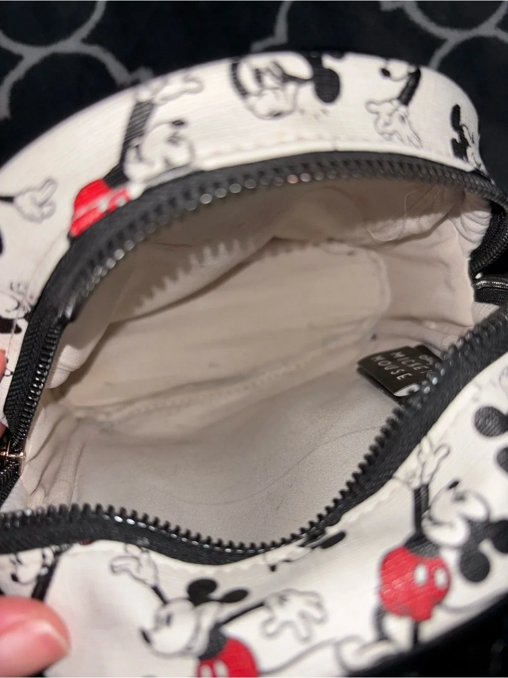 Disney Mini Backpack in White with Red and Black Mickey Print